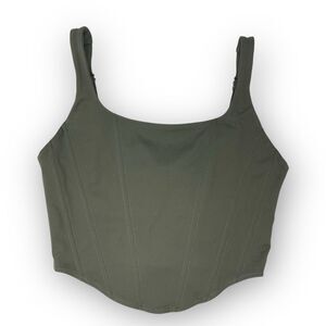 Reoria Bustier Tank Top Square Neck Corset Crop Top Y2K Green Women’s Size Small